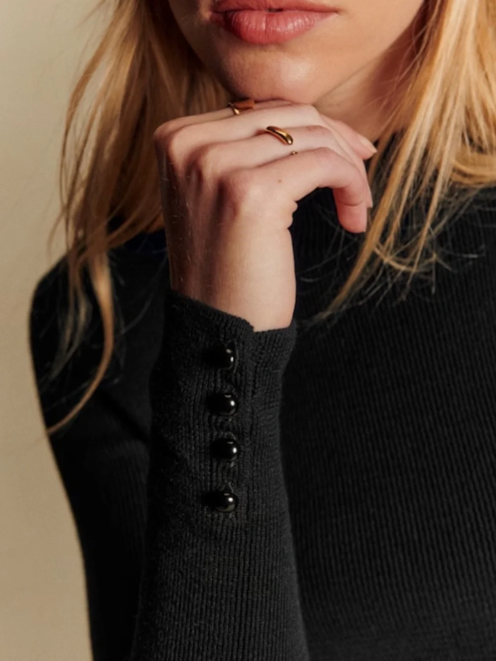Sezane black mock-neck knit